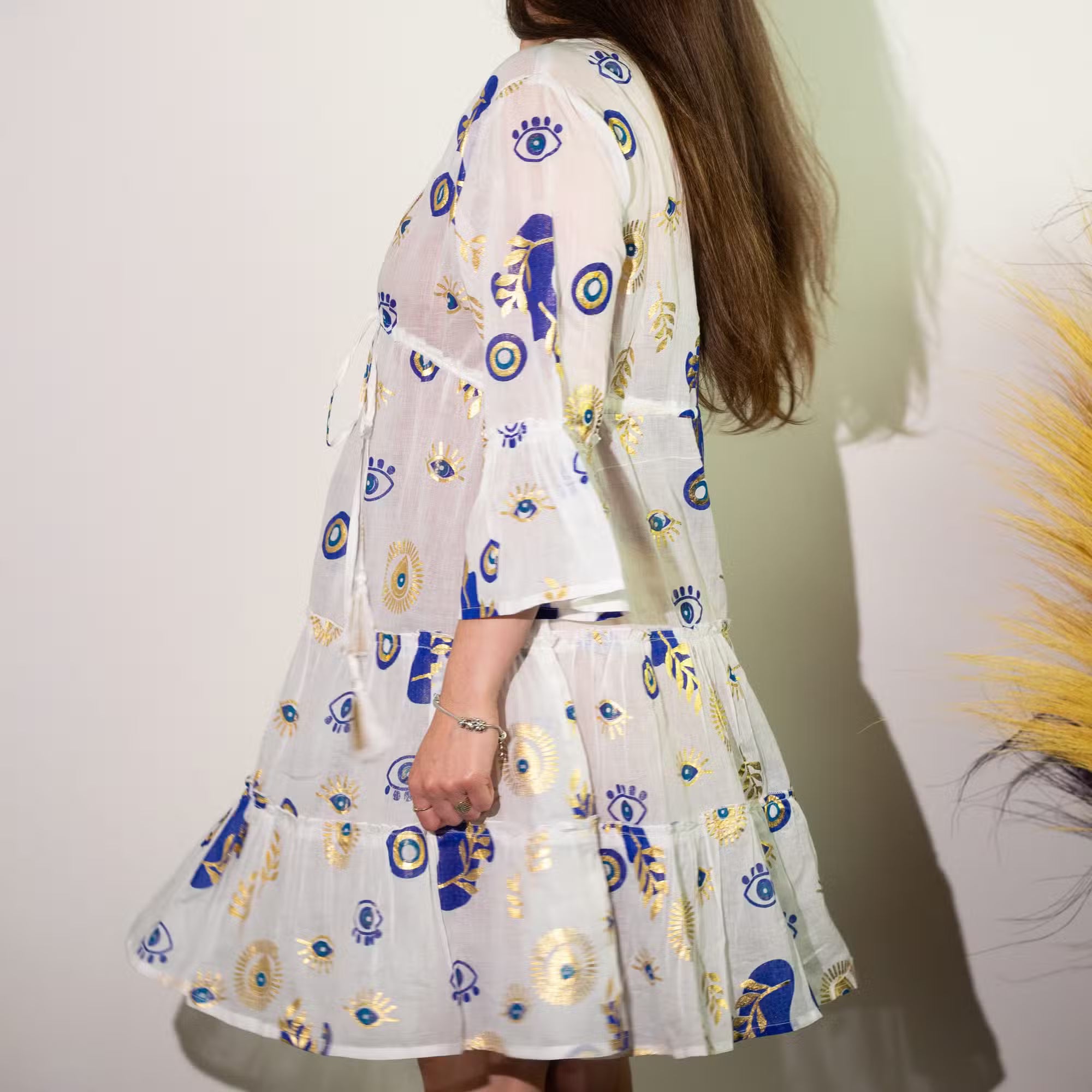 nomad-sari-evil-eye-dress-white-blue-gold-size-l-xl