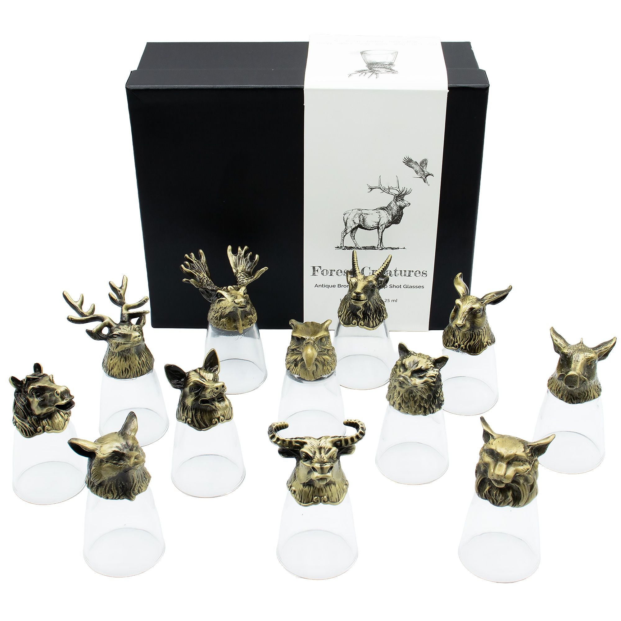 gift-set-of-12-bottom-up-shot-glasses-25ml-forest-mystical-creatures-antique-bronze395