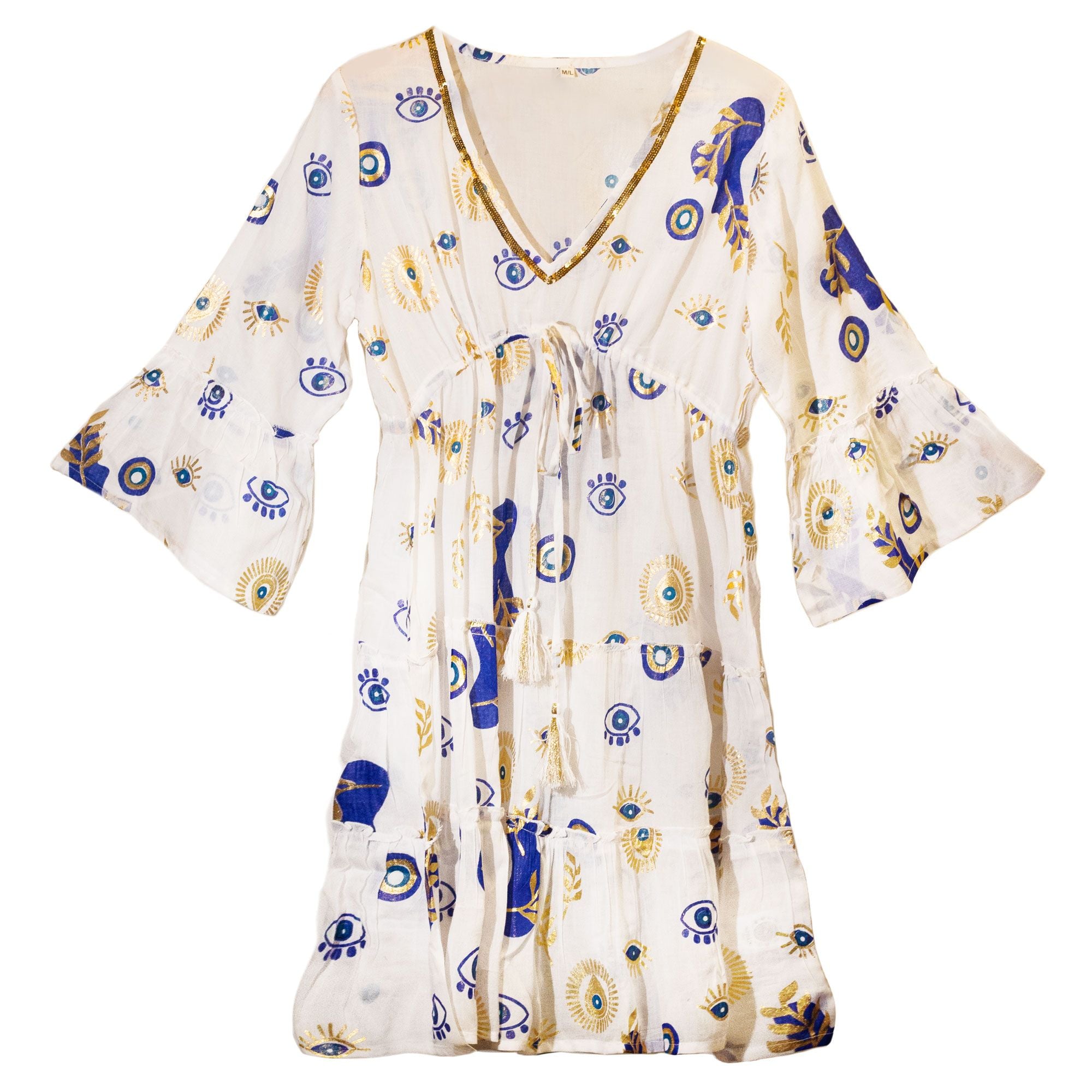 nomad-sari-evil-eye-dress-white-blue-gold-size-ml377
