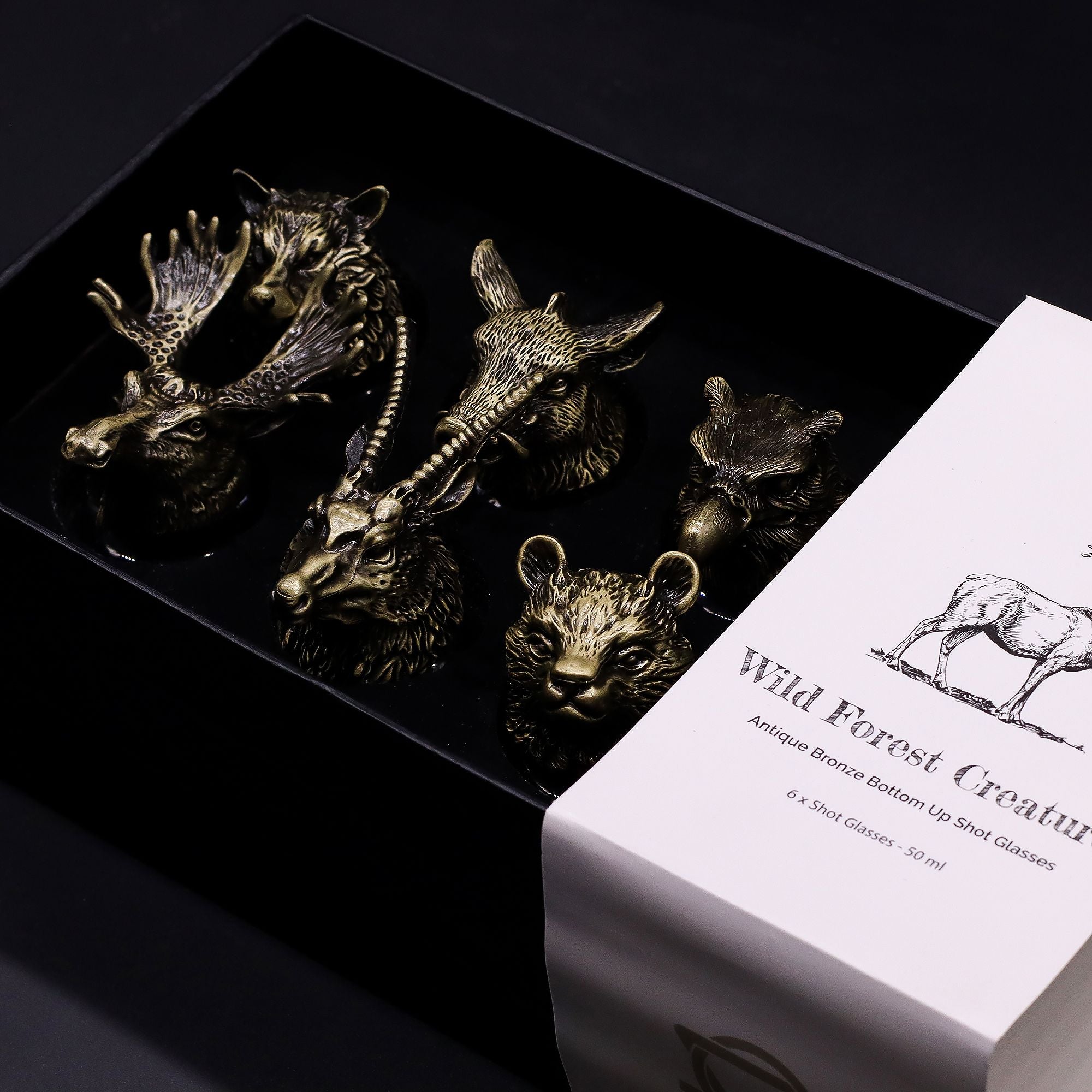gift-set-of-6-shot-glasses-50ml-wild-forest-creatures-antique-bronze393