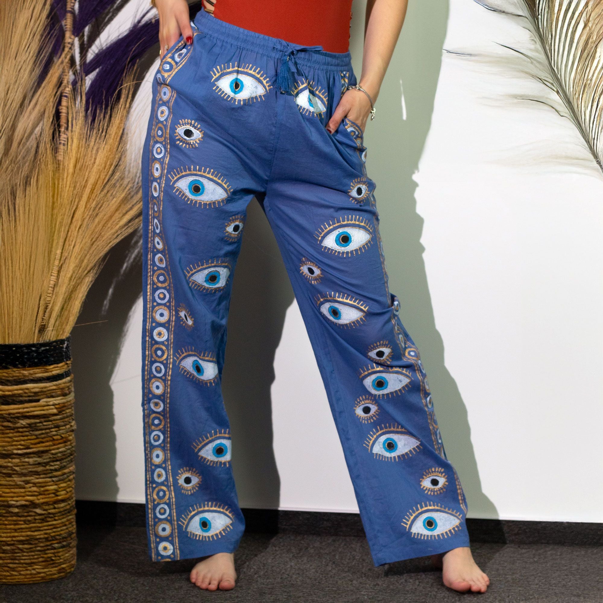 nomad-sari-lounge-pants-lxl-rich-blue-with-hand-painted-gold-evil-eye-design788