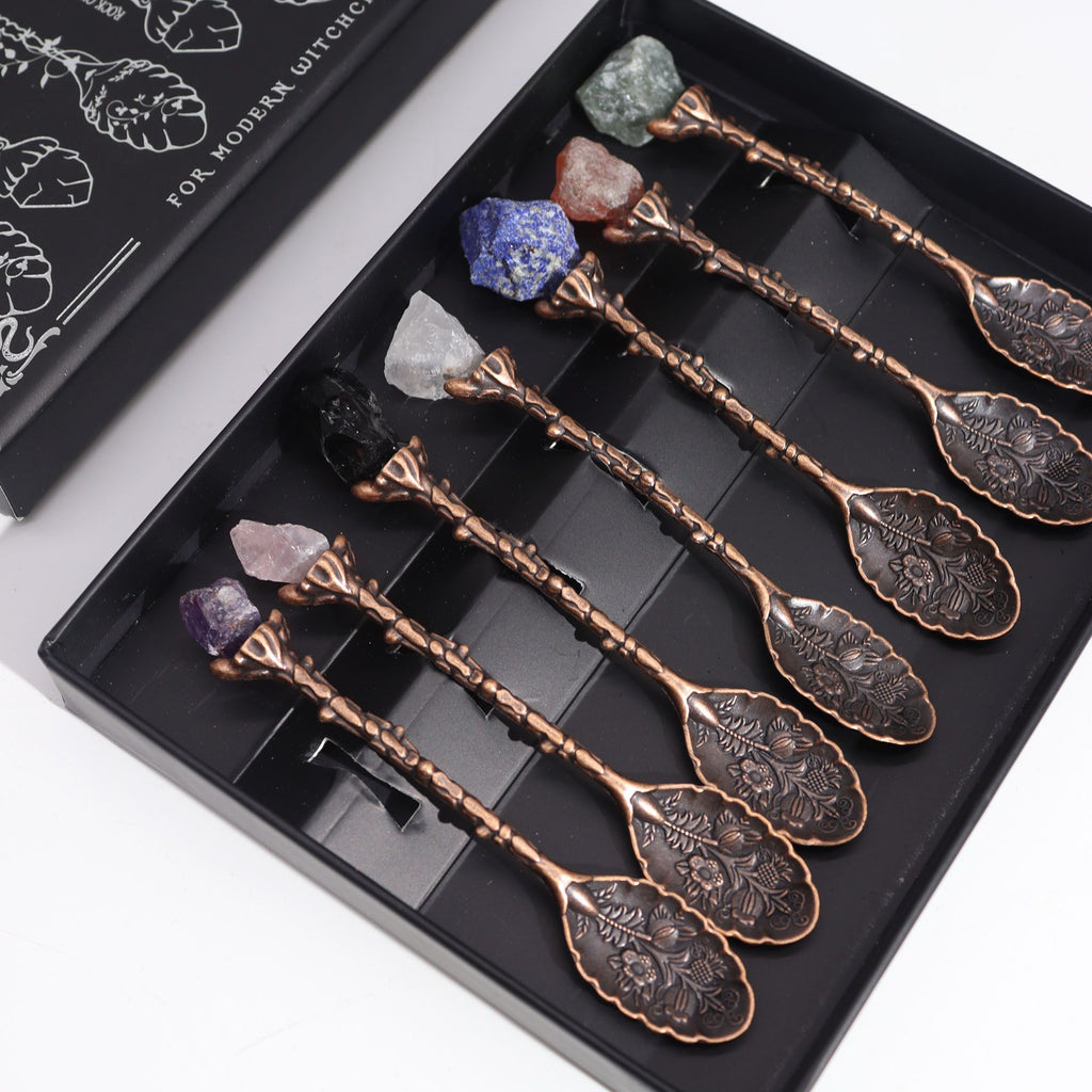 set-of-7-bronze-gemstone-crystal-witch-spoons290