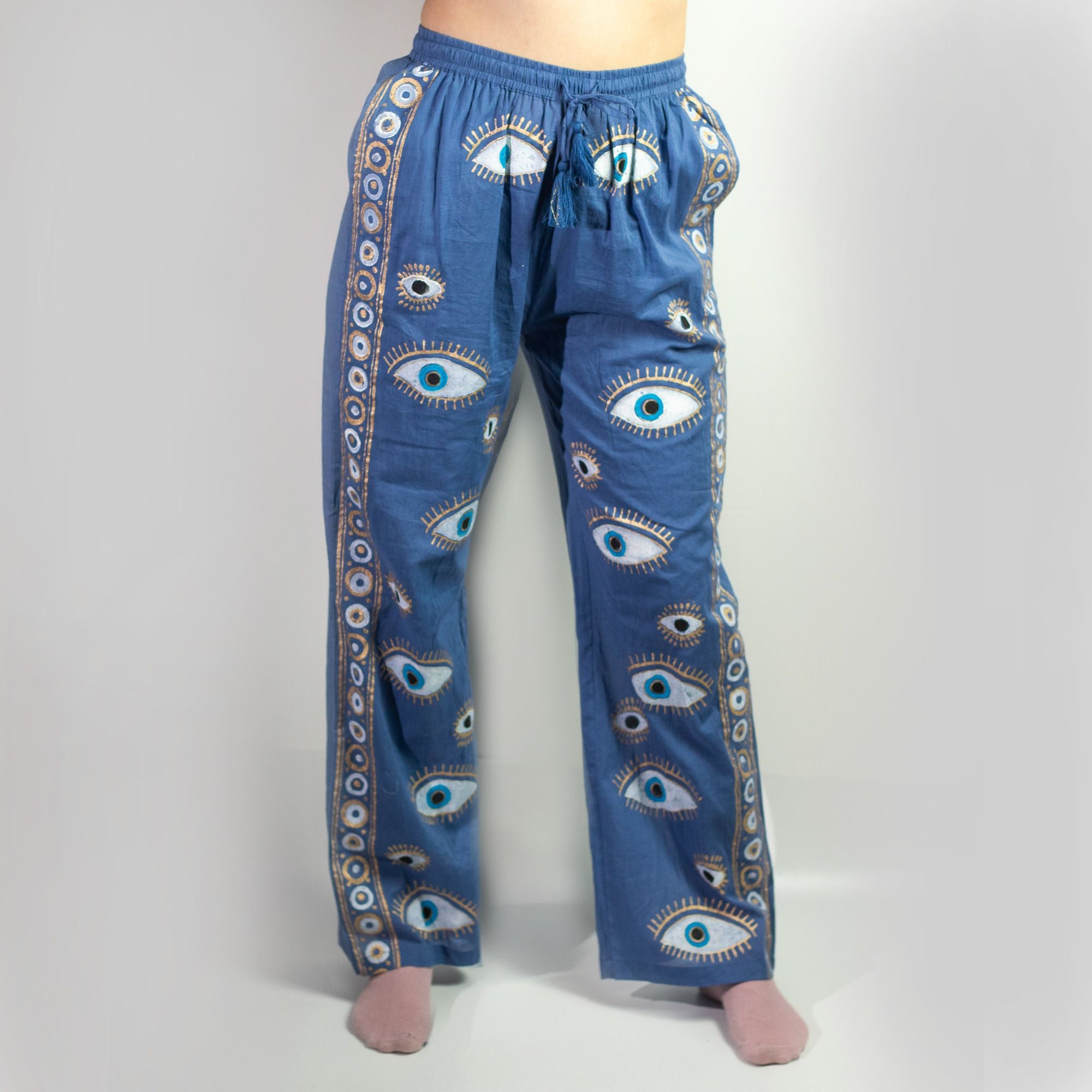 nomad-sari-lounge-pants-lxl-rich-blue-with-hand-painted-gold-evil-eye-design788