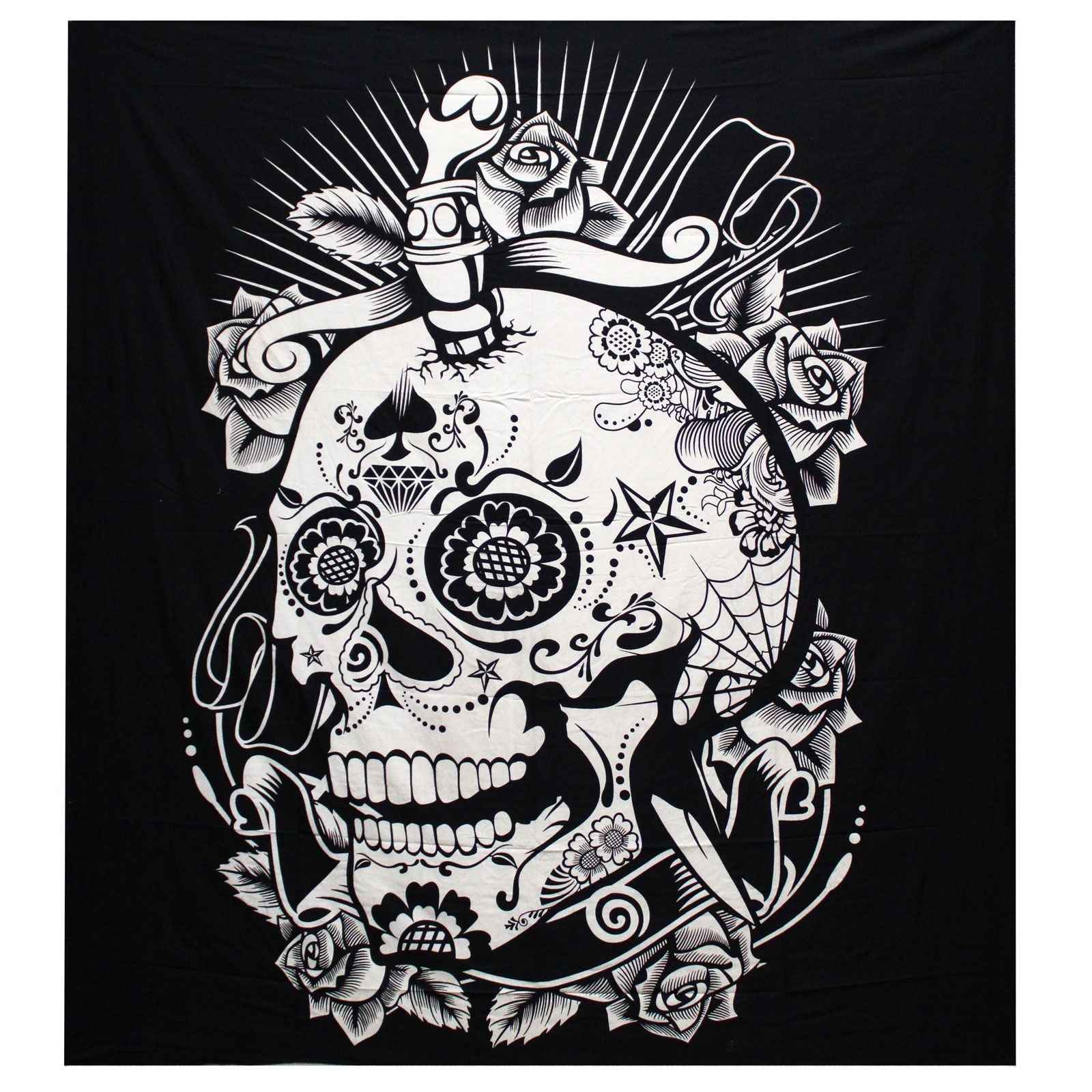 bw-double-cotton-bedspread-wall-hanging-rose-skull726